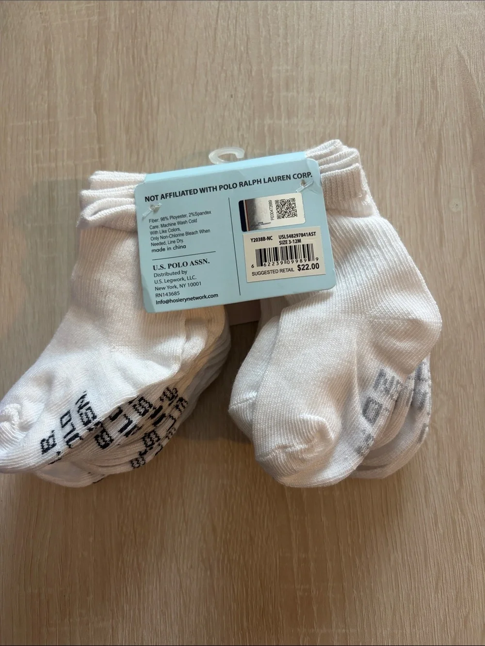 U.S. Polo Assn. White Crew Athletic Socks - 10 Pack